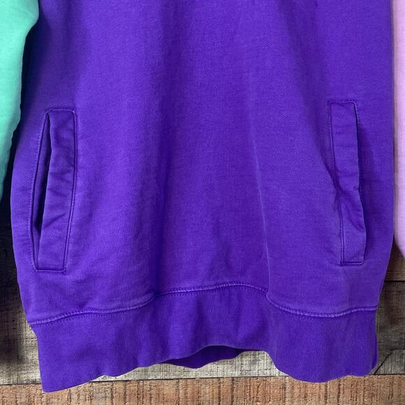 Teddy Fresh Color Block Hoodie Sweatshirt Purple Red Green Size Medium - Picture 3 of 7